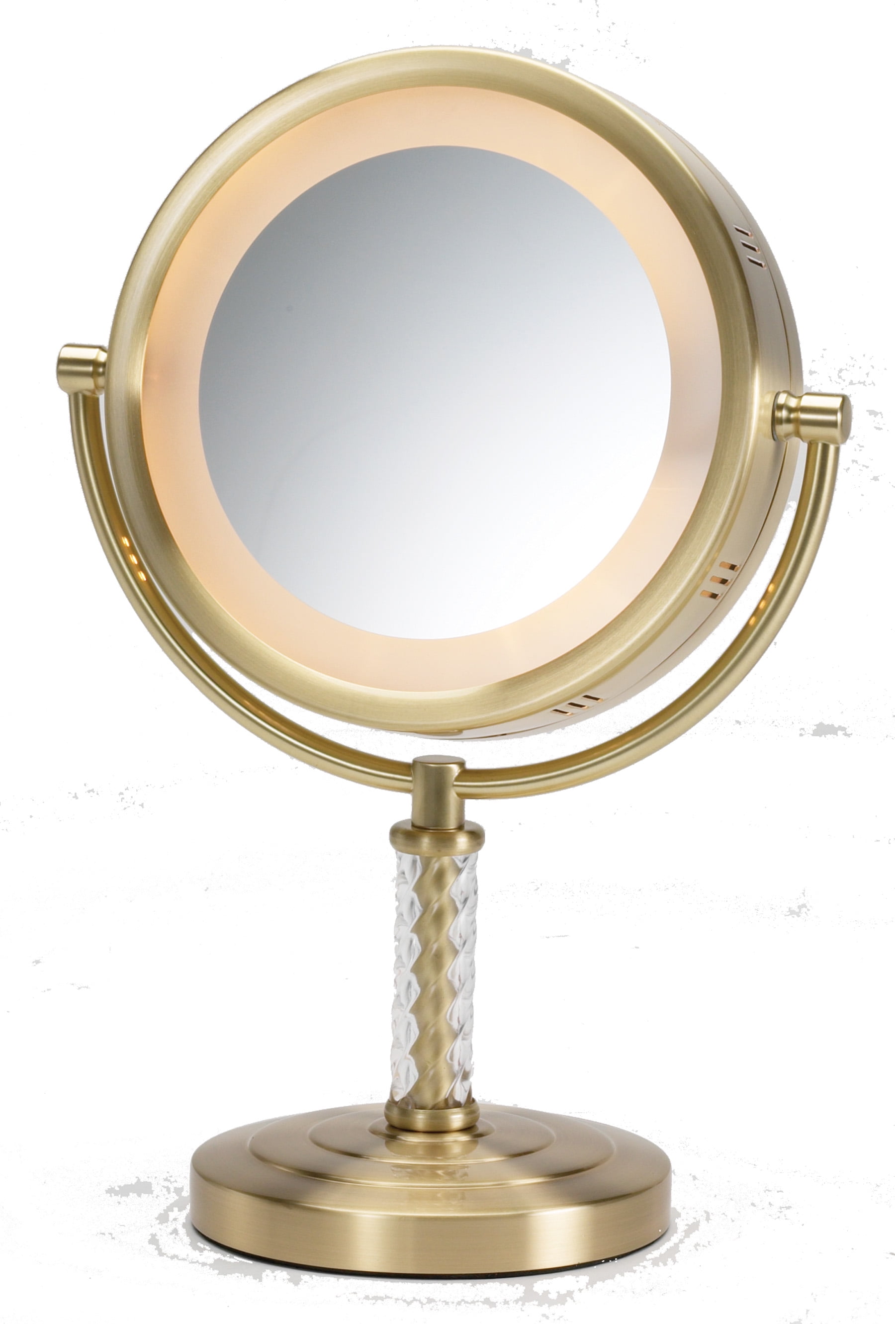 Jerdon Lighted Tabletop Makeup Mirror Halo Lighted Makeup Mirror with 1X and 6X Magnification