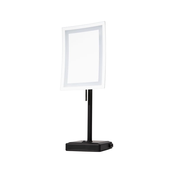 Jerdon Lighted Makeup Mirror with 5X Magnification - Rectangular Tabletop Vanity Mirror with Bright LED Lighting, Matte Black, 6.5" x 9" - Model JRT910BKL