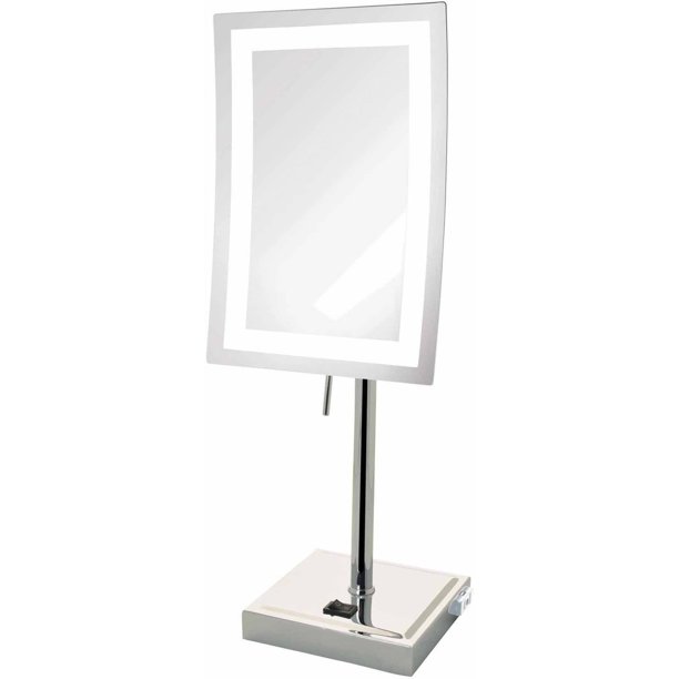 Jerdon Lighted Tabletop Makeup Mirror Lighted Rectangular Mirror with