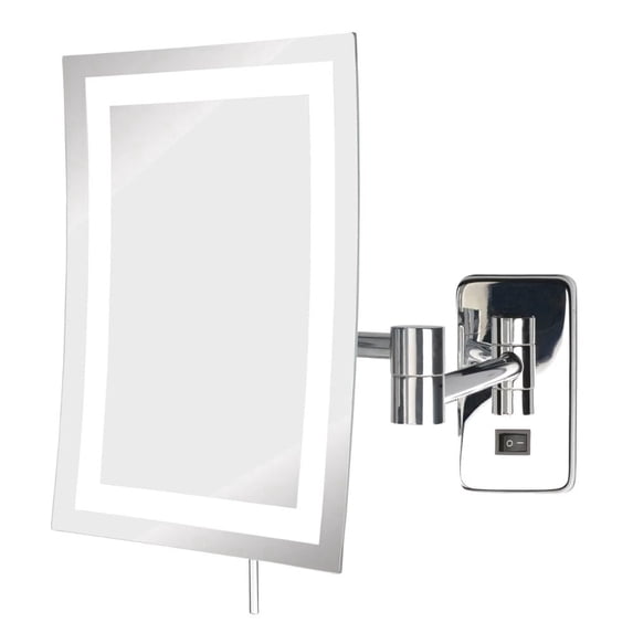 Jerdon Rectangular Wall Mount Makeup Mirror with 5X Magnification- Direct Wire Makeup Mirror with LED Lights - Chrome Finish - Model JRT710CLD