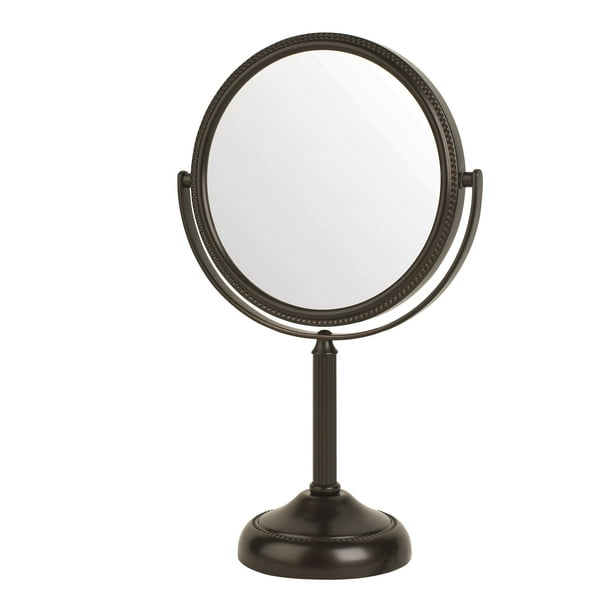 JERDON TwoSided Tabletop Makeup Mirror Makeup Mirror with 10X Magnification & Swivel Design