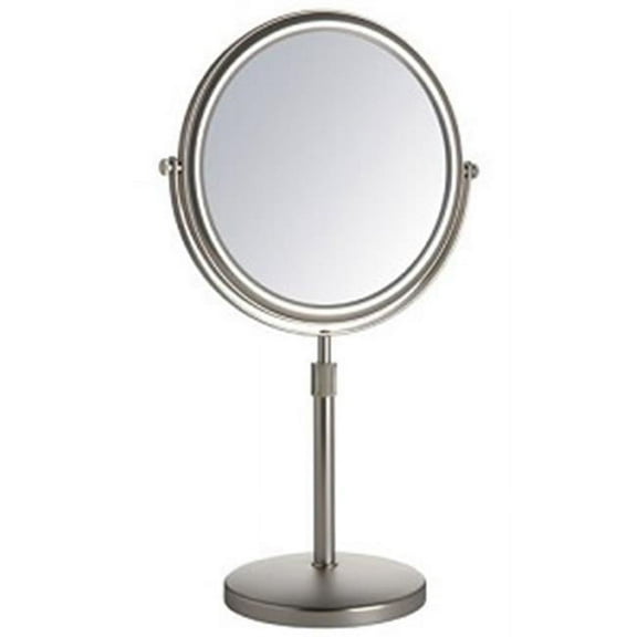 Jerdon Style  8.5 in.- 5X-1X Table Top Mirror- Nickel- Height Adjustable 16.5 in. to 21.5 in.