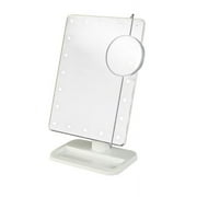 Jerdon Style LED Lighted 10x Adjustable Spot Makeup Mirror, White, JS811W