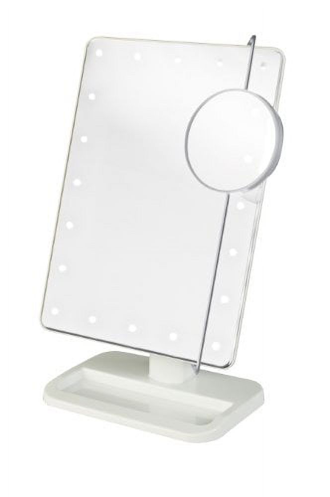 Jerdon Style LED Lighted 10x Adjustable Spot Makeup Mirror, White, JS811W - image 1 of 7