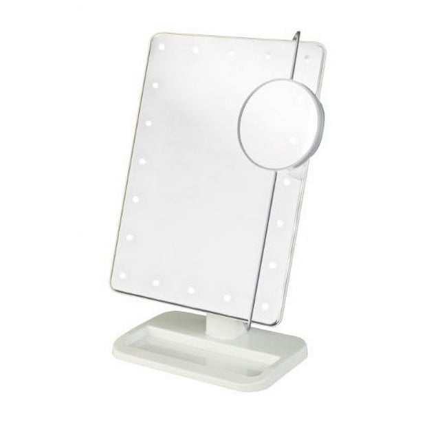 Jerdon Style LED Lighted 10x Adjustable Spot Makeup Mirror, White, JS811W
