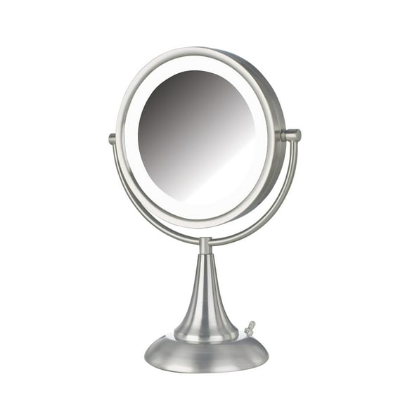 Jerdon 8X Magnifying Mirror with Lighting - Plug-In Makeup Mirror with Multiple Light Settings in Nickel Finish - Model HL8510NL
