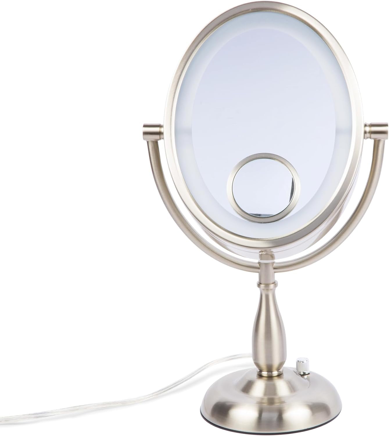 Jerdon Tabletop Makeup Mirror with LED Lighting 8" x 10" Oval Mirror