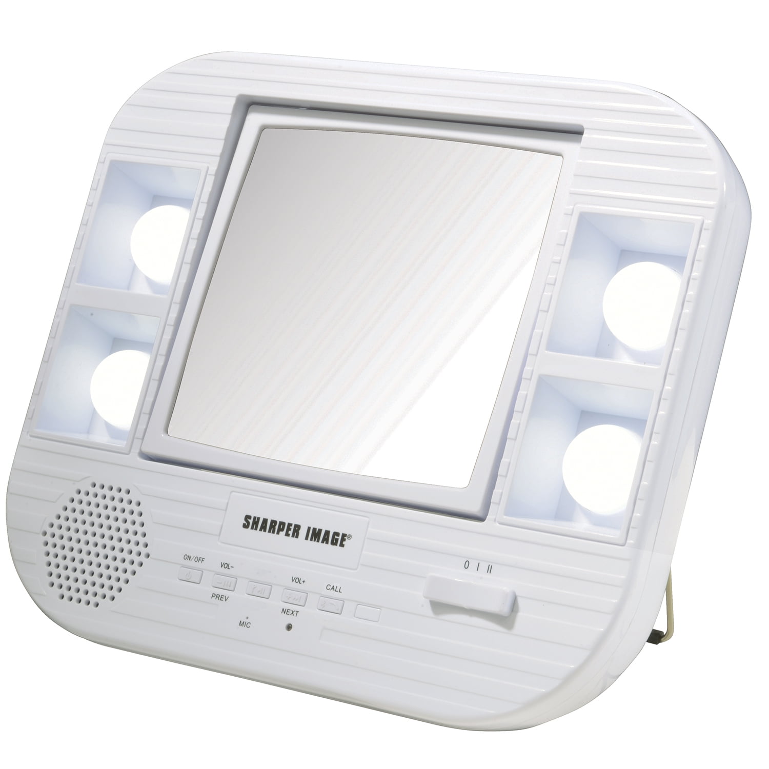 Jerdon Two-Sided Bluetooth Makeup Mirror with Lights, 5X-1X Magnification & Variable Light,White Plug-In or Batteries-Model J1025