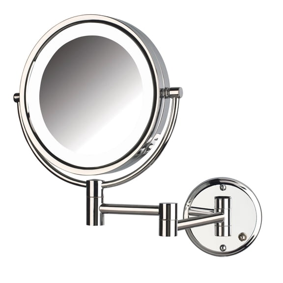 Jerdon Wall-Mounted Makeup Mirror With Lights - Direct-Wired Lighted Makeup Mirror with 8X Magnification & Chrome Finish - Model HL88CLD