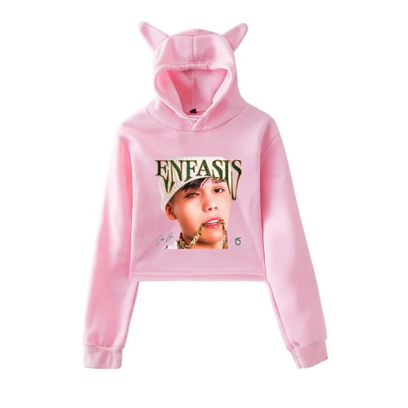 Jere Klein Enfasis Cat Ear Hoodie Women Long Sleeve Cropped Sweatshirts Female Casual Streetwear Crop Tops