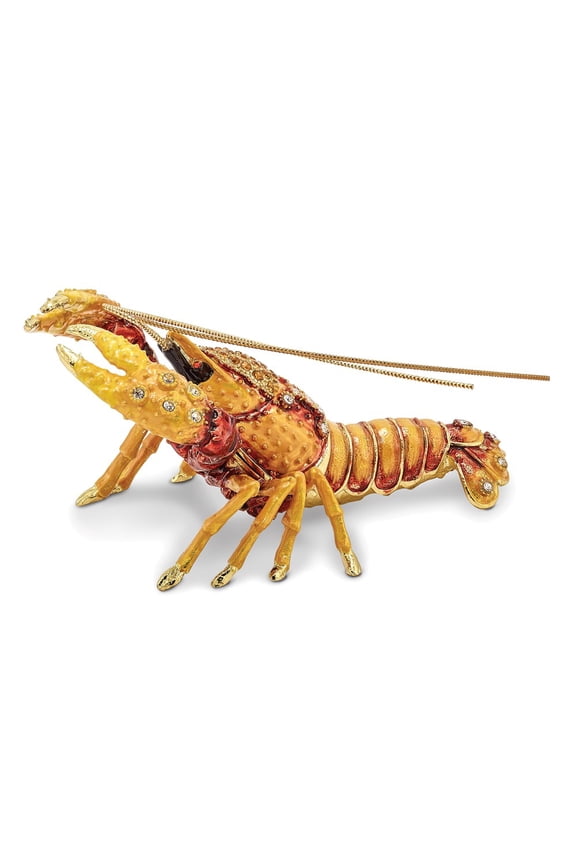 Jere Luxury Giftware Bejeweled BAYOU Cajun Crawfish Pewter and Enamel Trinket Box and Matching Pendant Charm