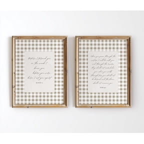 Jeremiah 1:5 & Isaiah 43:2 Bible Verse Scripture Gingham Decor Nursery Home Church Set 2 Stretched Canvas 16x24