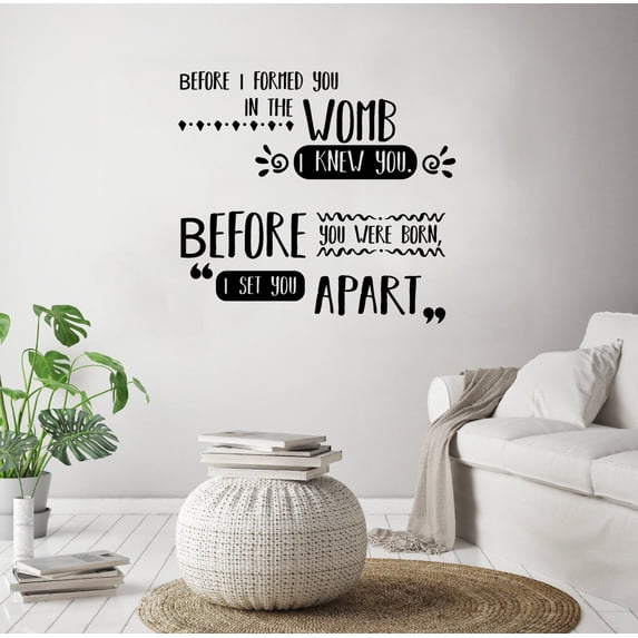 Jeremiah 1:5 You Were Born Bible Verse Religious Religion Christ Saying Motivational Quote Wall Decal Wall Art Designs Stickers for Home Room House Decor Vinyl Wall Sticker Decoration (40x40 inch)
