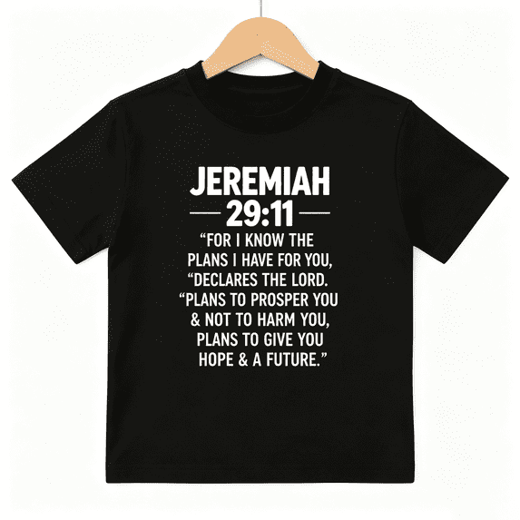 Jeremiah 29 11 Bible Verse Boys Graphic Tee, Retro Christian Faith 100% Cotton Kids Short Sleeve T-Shirt 4-13Y