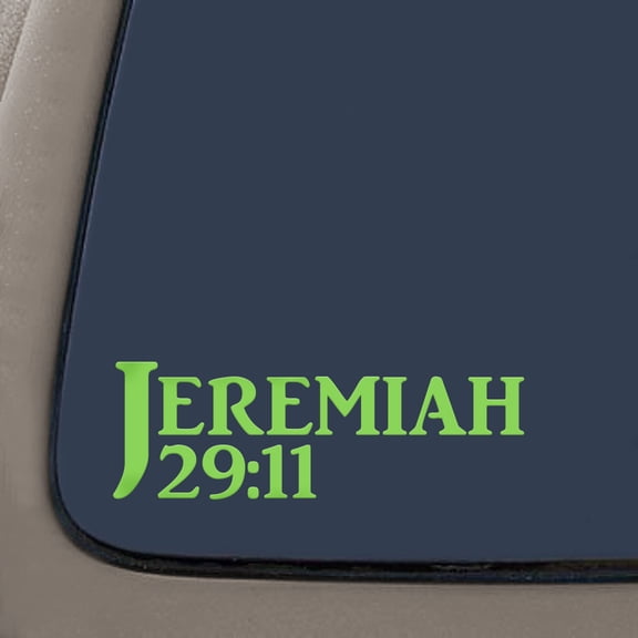 Jeremiah 29:11 Bible Verse Decal Sticker | 7.5-Inches By 2.5-Inches | Religious Motivational Inspirational Educational | Lime Green Vinyl