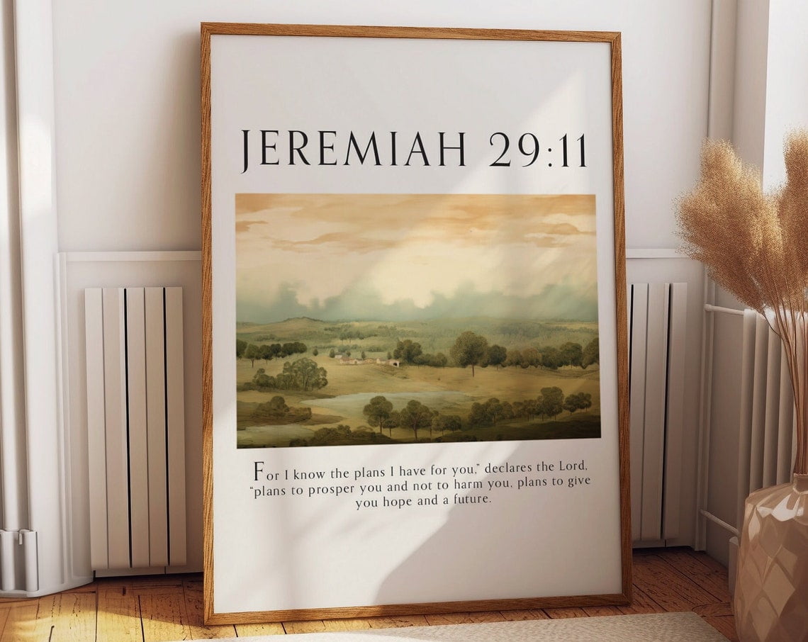 Jeremiah 29:11 Bible Verse Wall Art Poster - Vintage Scripture Art ...