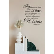 Jeremiah 2911 Bible Verse Wall Decal Inspirational Christian Vinyl Art Home and Office Decor with Elegant Script Design for Living Room Bedroom Study High-Quality Easy to Apply Removable Faith