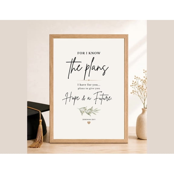 Jeremiah 29:11 Graduation Scripture Poster, Unframed Paper Poster 16x20in