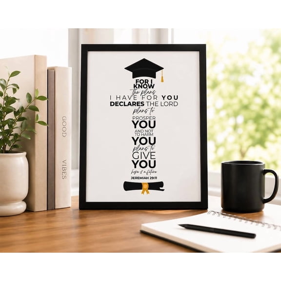 Jeremiah 29:11 Graduation Wall Art, Unframed Paper Poster 8x10in