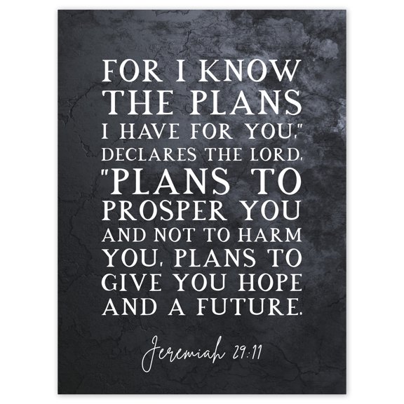 Jeremiah 29:11 I Know The Plans I have For You Plans to Give You Hope Christian Bible Verse Quote Scripture Typography Extra Large XL Wall Art Poster Print