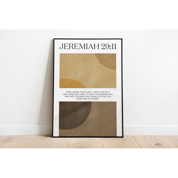 Jeremiah 29:11 Minimal Christian Art Wall Decor Verse Boho Print, Unframed Canvas 8x10in