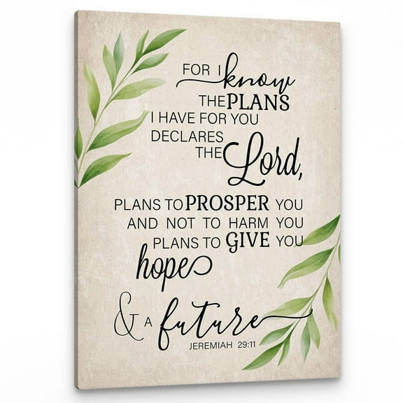 Jeremiah 29 11 Wall Art, Christian Jeremiah 29:11 For I Know The Plans I Have For You Wall Art, Bible Verse Print Canvas Painting Christian Prayer Room Office Decor