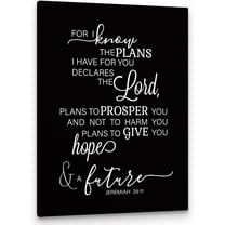 Jeremiah 29 11 Wall Art, Christian Jeremiah 29:11 For I Know The Plans I Have For You Wall Art, Bible Verse Scripture Print Framed Canvas Painting Christian Prayer Room Office Decor(11x14 Inch)(Black)