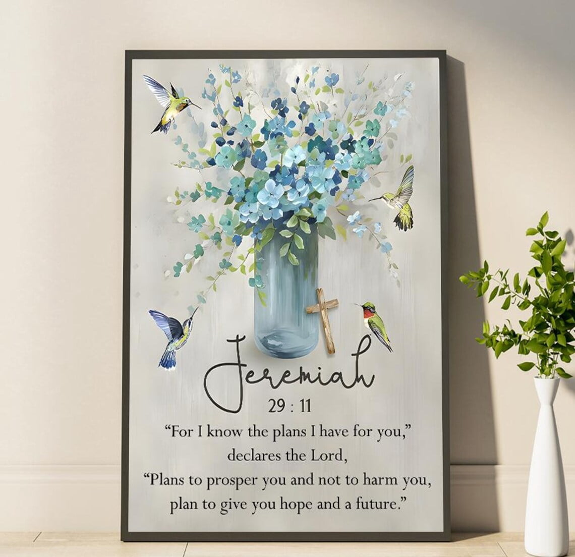 Jeremiah 29:11 Wall, Christian Floralable Poster, Bible Verse Wall ...