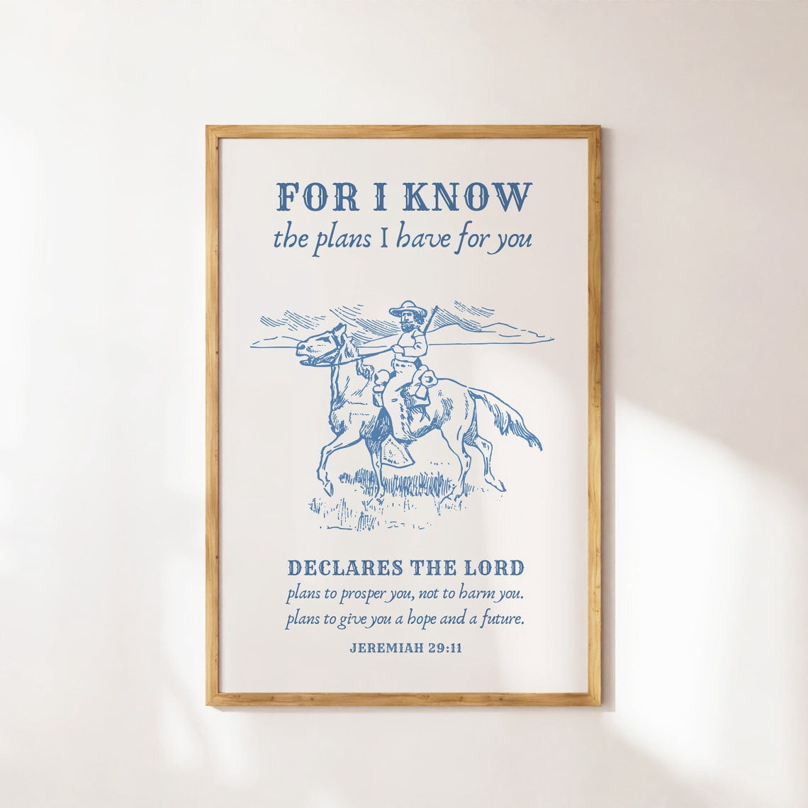 Jeremiah 29:11 Western Vintage Cowboy Bible Verse Art, Unframed Canvas ...