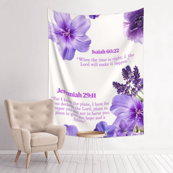 Jeremiah Isaiah Floral Bible Verse Anime Tapestry Indian Wall Hanging Tapestries Room Decor For Bedroom Living Room Dorm 30 x 40 inch One Size