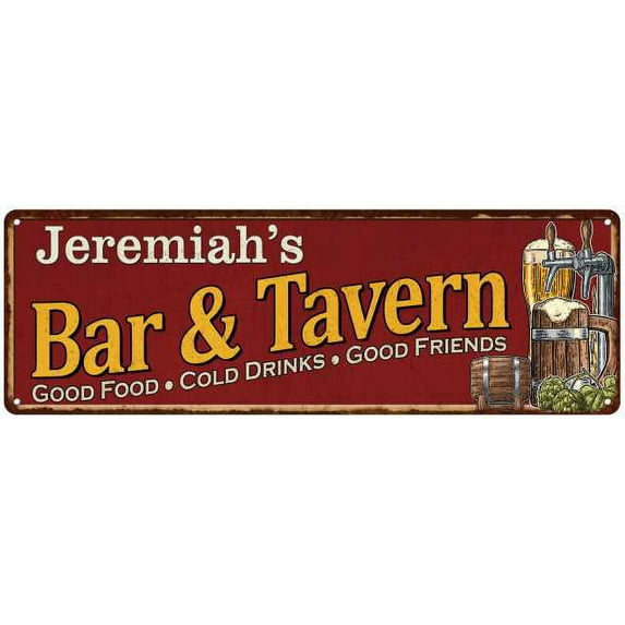 Jeremiah's Bar and Tavern Red Chic Sign Man Cave Decor Gift 6x18 106180002471