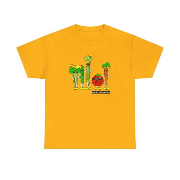 Jeremy Klein World Industries Skate Vegetables T Shirt Design - Gold / XL