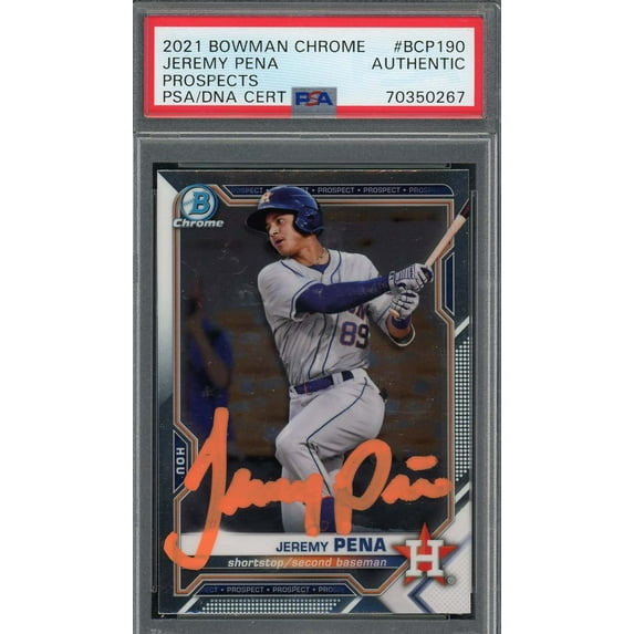 Jeremy Pena 2021 Bowman Chrome Signed Rookie Card #BCP190 Auto PSA 70350267