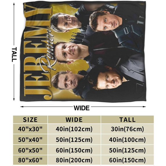 Jeremy Renner Blanket Flannel Soft Throw Blankets for Bedroom Livingroom Sofa Home 50""X40"", Black