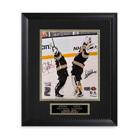Jeremy Swayman Linus Ullmark Boston Bruins Autographed "Bear Hug" 8x10 Photo Framed to 11x14 Fanatics