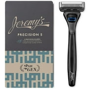 Jeremy’s Razors 5-Blade Precision 5 Razor for Men with Precision Trimmer, Handle & 1 Cartridge, (Fits Jeremy’s Razor Handles only), 2 Pc Set