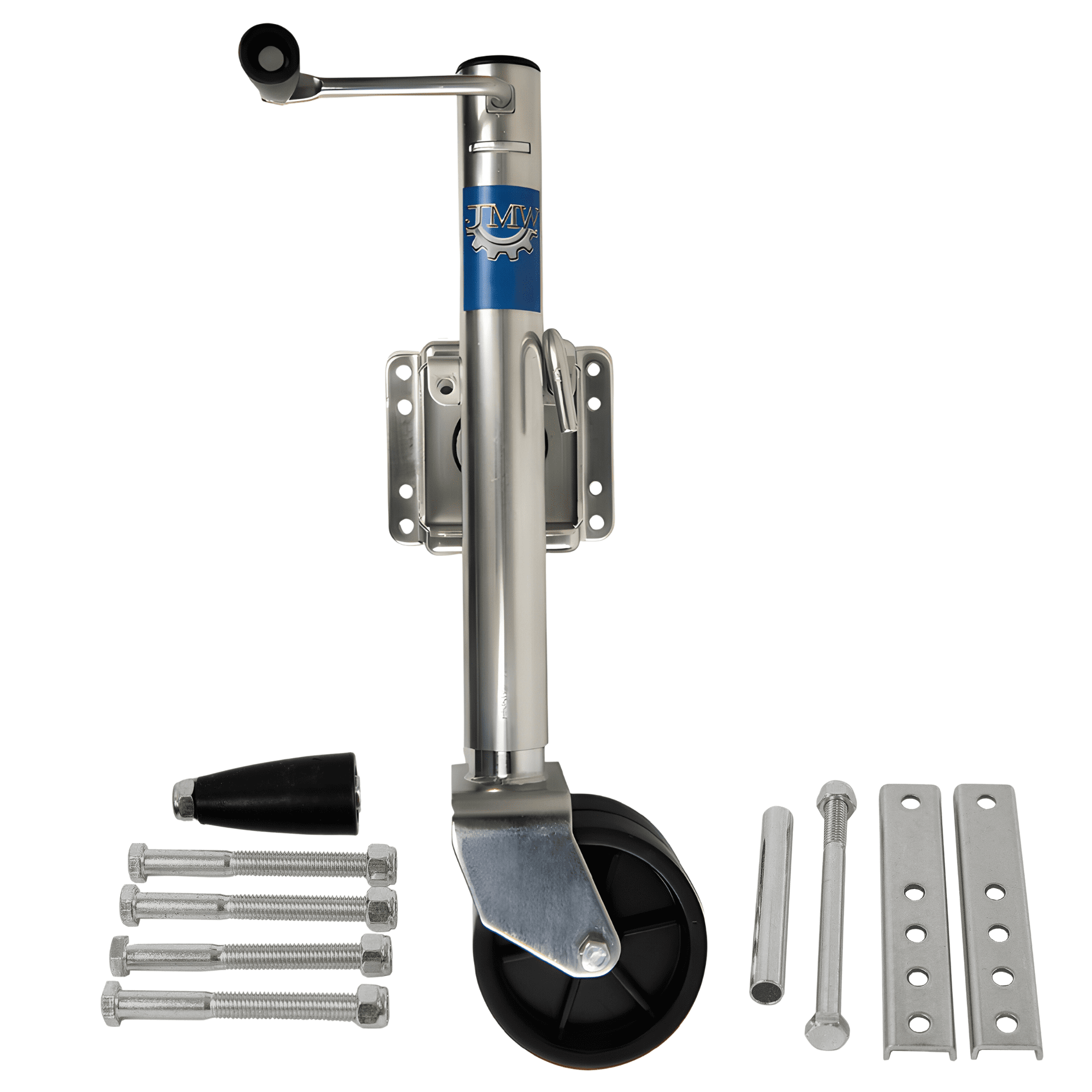 Jeremywell 1500lbs Trailer Jack with Double Wheel, Adjustable 12" Lift Travel, Boat On for Boat RV Utility, Swivel Tongue Towing Dual Wheel