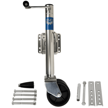 Jeremywell 2000lbs Trailer Jack with Double Wheel, Adjustable 12" Lift Travel, Boat On for Boat RV Utility, Swivel Tongue Towing Dual Wheel