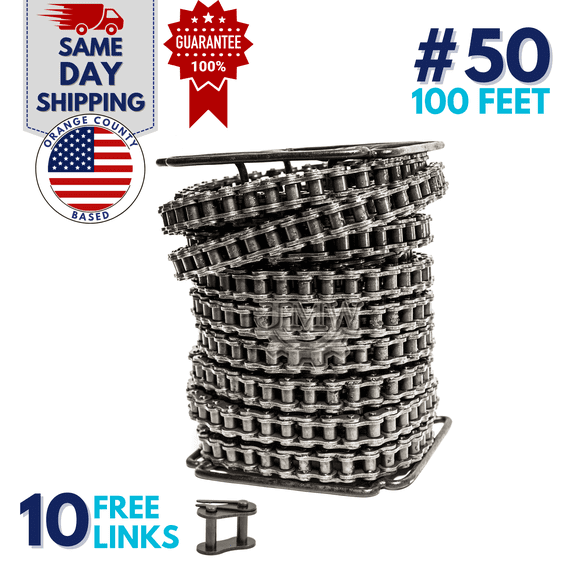 Jeremywell 50 Roller Chain 100 Feet with 10 Connecting Links