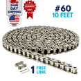 thumbnail image 1 of Jeremywell 60NP Nickel Plated Roller Chain 10 Feet with 2 Connecting Link Anti-Corrosion, 1 of 8