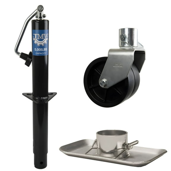Jeremywell A-Frame Trailer Jack 5,000 lbs Capacity Heavy Duty w/Galvanized Foot Plate Supports 5000lb + 6“ Dual Jack Caster Wheel Supports 2000 lbs for RV Boat Camper