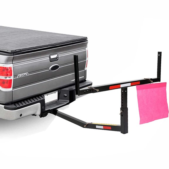 Jeremywell Adjustable Steel Pick Up Truck Bed Hitch Extender Extension Rack with flag for Boat Lumber Long Loads Canoe Ladder Fits 2" Hitches 750 Lbs Weight Capacity Trailer Hitch Pin Included