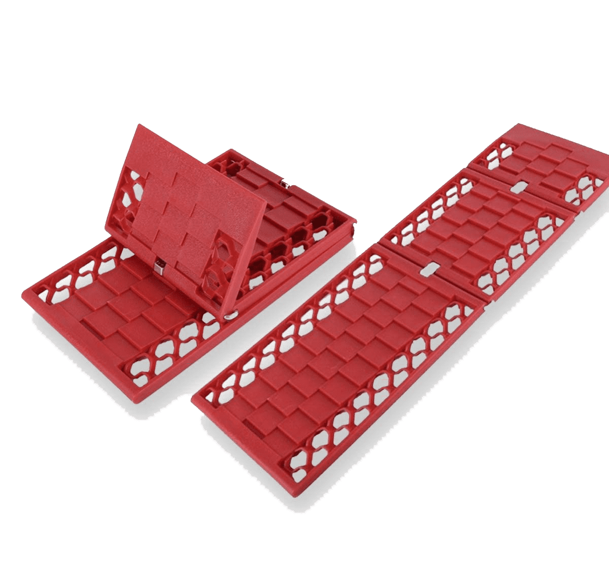 Red Foldable All-Weather Auto Traction Mat Set