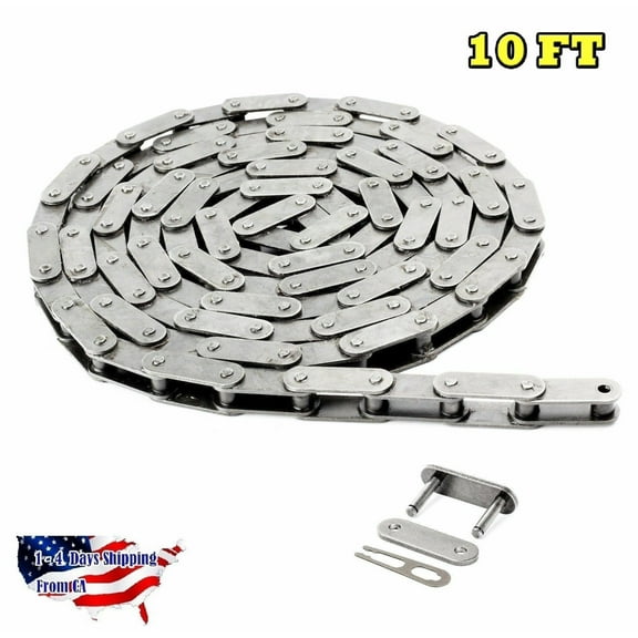 Jeremywell C2060H-SS Stainless Steel Conveyor Roller Chain 10 Feet Heavy Duty with 1 Link
