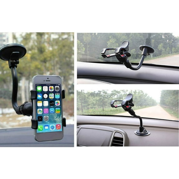 Jeremywell Car Mount, Universal 360 degree Rotating Car Windshield Mount Holder Stand Bracket for Cell Phone