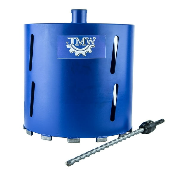 Jeremywell Dry Diamond Drill Core Bit for Brick and Concrete with Pilot Bit - 10" (254mm) Diameter with SDS Plus Arbor for #30/40 Diamond, Laser Welded