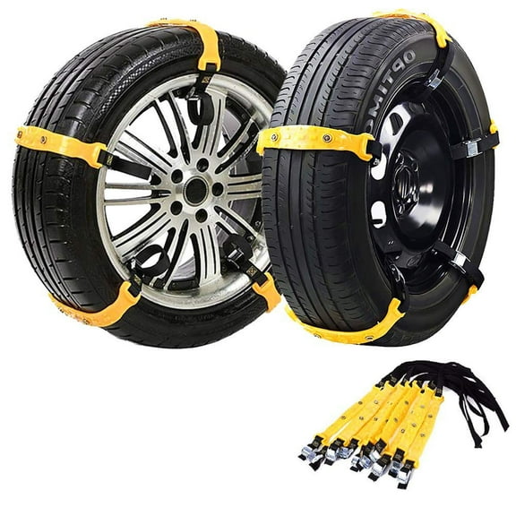 Jeremywell Snow Chains Anti-Skid Anti Slip Emergency Snow Tire Chains - Portable Emergency Traction Snow Mud Chains Universal Adjustable 10pcs Car Security Chains for SUV and Cars (Yellow-10pcs)