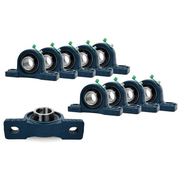 Jeremywell UCP202-10 Pillow Block Bearing (10 Pack), 5/8 inch Bore, 2 Bolt Flange Mounted, Solid Cast Iron Base, Self-Alignment