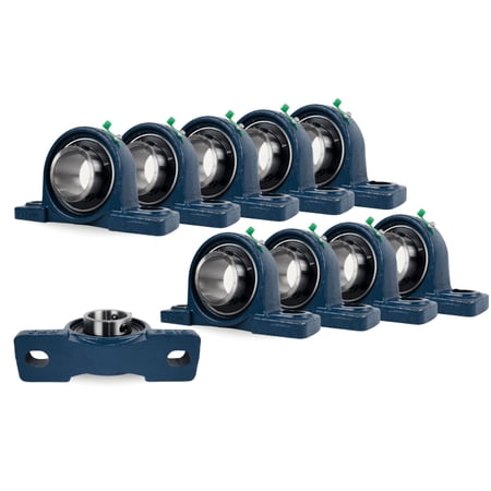 Jeremywell UCP209-28 Pillow Block Bearing (10 Pack), 1-3/4 inch Bore, 2 Bolt Flange Mounted, Solid Cast Iron Base, Self-Alignment