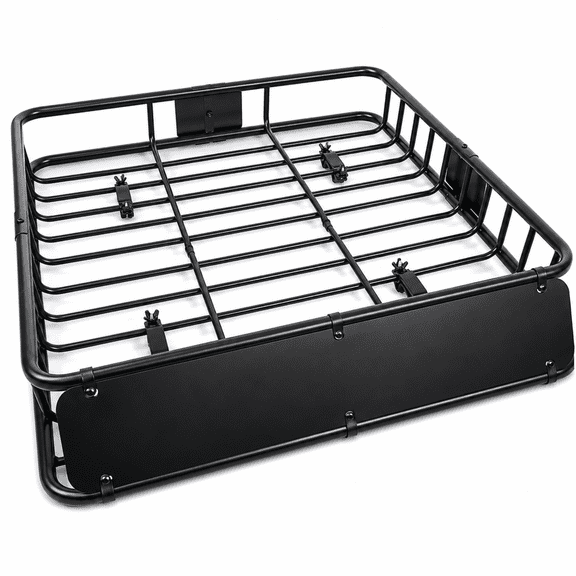 Jeremywell Roof Rack Cargo Basket 44" x 39" x 6"  Universal Rooftop Cargo Carrier, 150 lb Capacity, Heavy-Duty Steel Roof Basket with Wind Fairing & U-Bolt Mounting Hardware